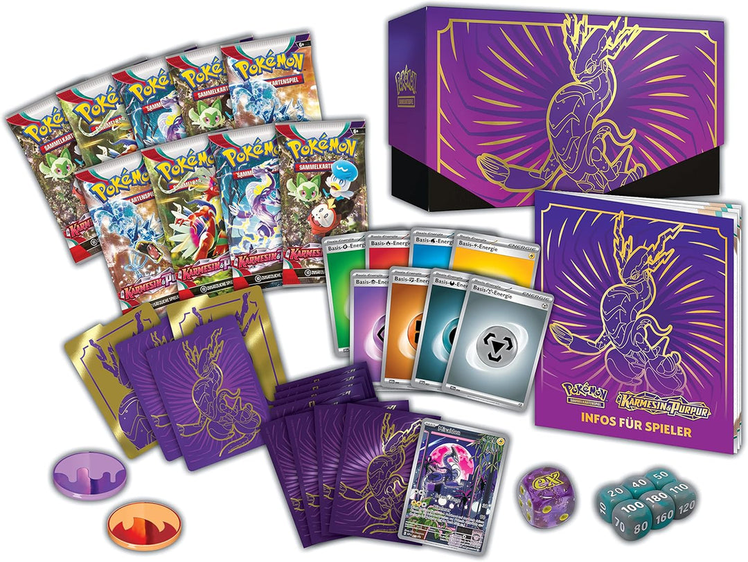 Pokémon-Sammelkartenspiel: Top-Trainer-Box Karmesin & Purpur (Miraidon) (9 Boosterpacks & Premium-Zu