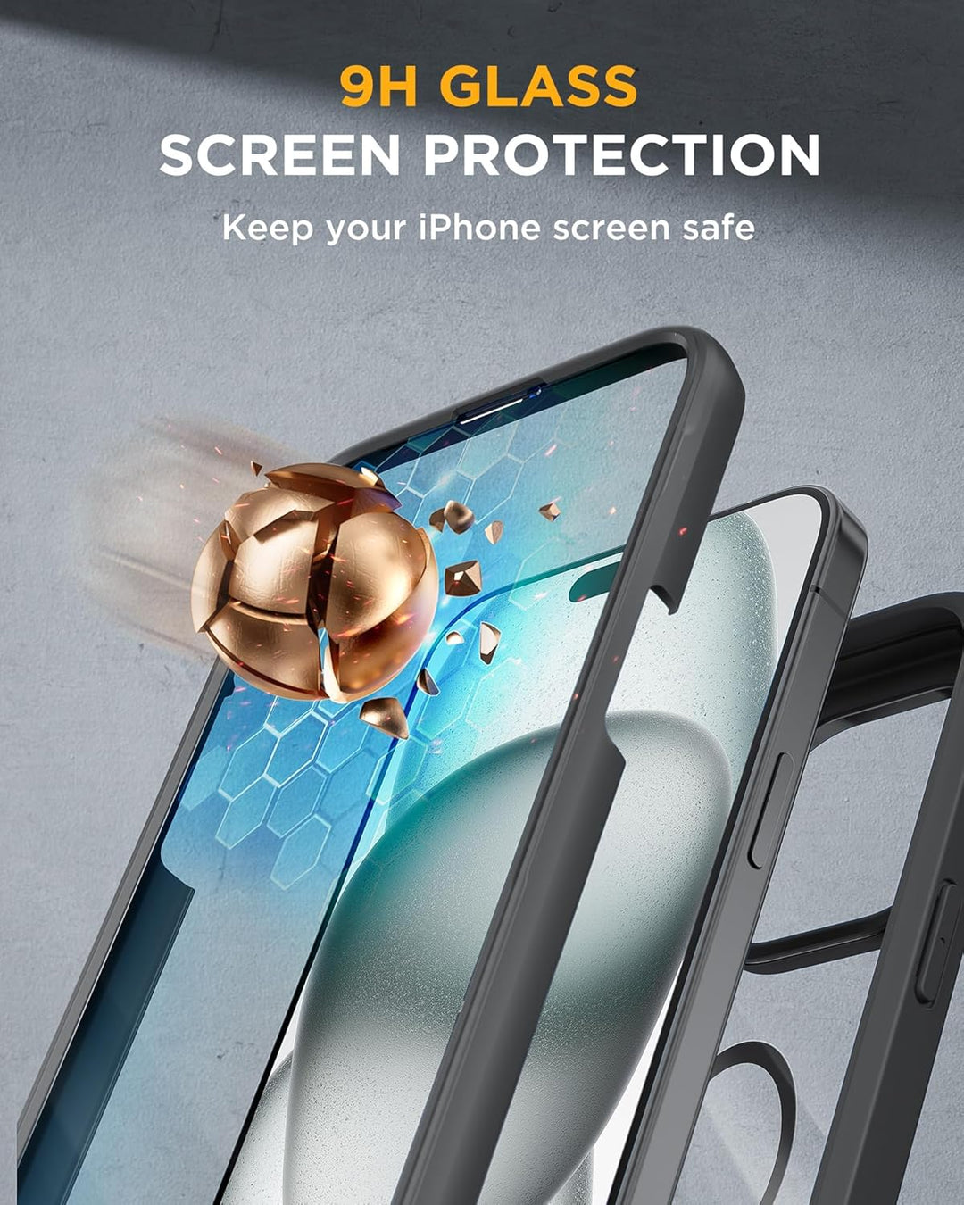 Miracase 360 Grad für iPhone 15 Hülle mit Magsafe, Eingebaut Glas Schutzfolie, Komplettschutz HandyH