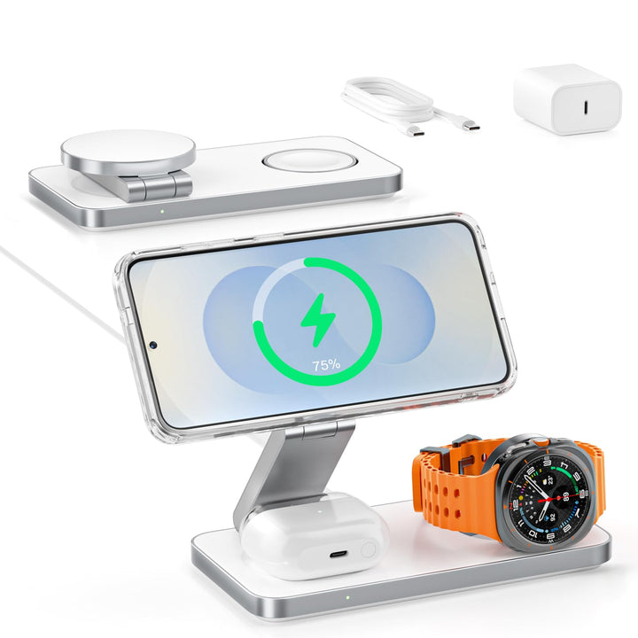 3-in-1 Ladestation für Samsung, Faltbar Kabelloser Ladegerät für Galaxy S26/S25/S24/S23/Z Fold/Flip