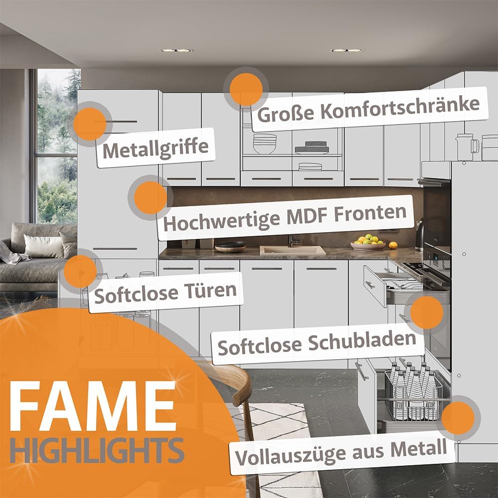 Vicco Apothekerschrank Fame-Line, Schwarz-Eiche Hochglanz/Goldkraft Eiche, 30 cm ohne Arbeitsplatte