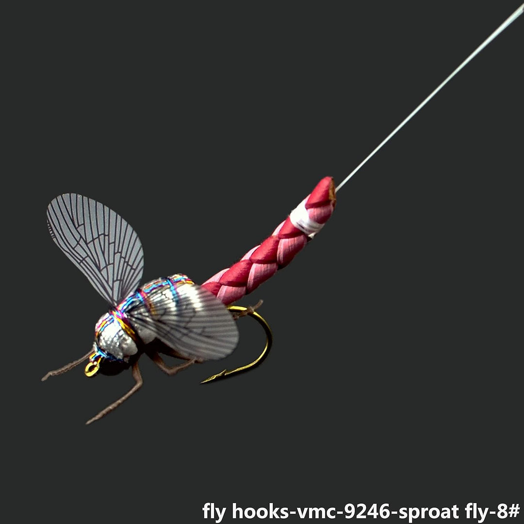 Fliegenfischen-Set mit Fliegenbox/Nymphen/Trockenfliegen, Nassfliegen/Luftschlangen/realistische Fli