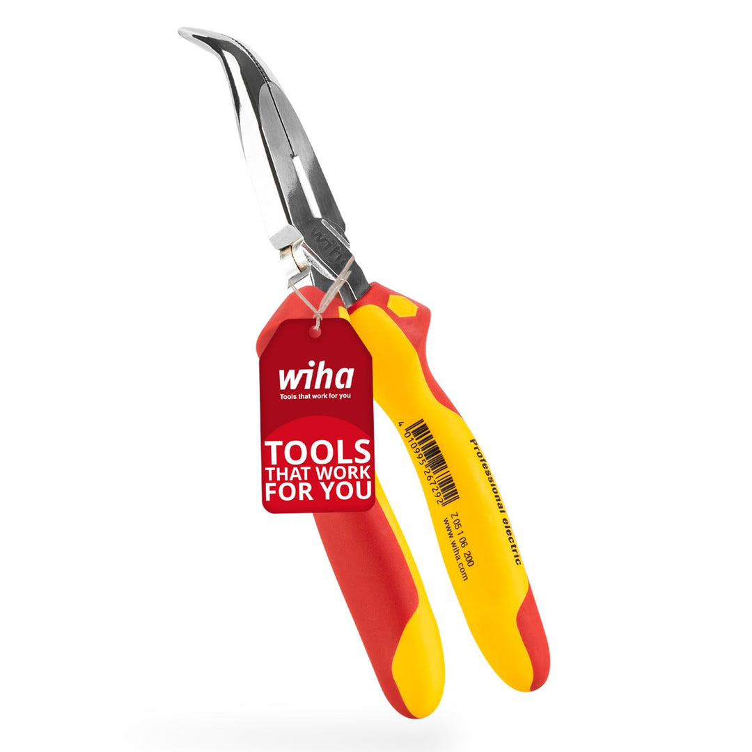 Wiha Flachrundzange Professional electric mit Schneide I ca. 40° gebogene Form I VDE geprüft I Radio