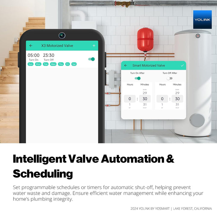 YoLink LoRa Smart Wasserleckschutzsystem, 2,5 cm Ventil, batteriebetrieben (10+ Jahre), NSF-zertifiz