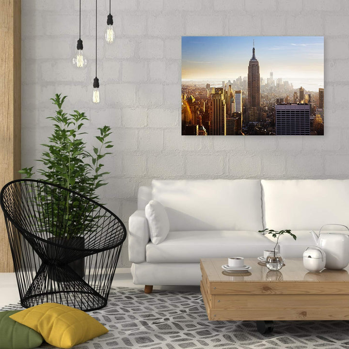 Wandbild Empire State Building Modern Deko Kunst Bilder Braun 90x60 cm Deko Paneel 90x60 cm Braun_b,