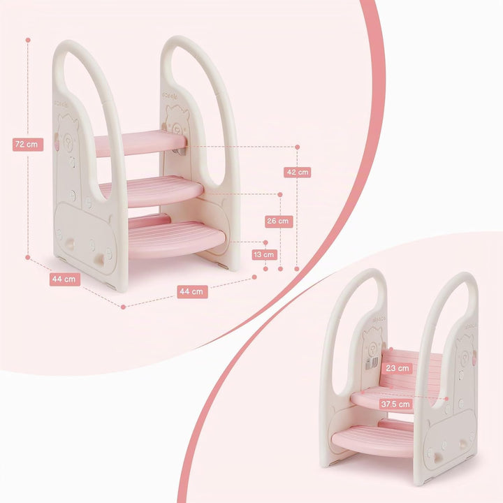 Onasti Tritthocker für Kinder, Dreistufiger Höhenverstellbar Tritt-Schemel Kinderschemel für Baby, B