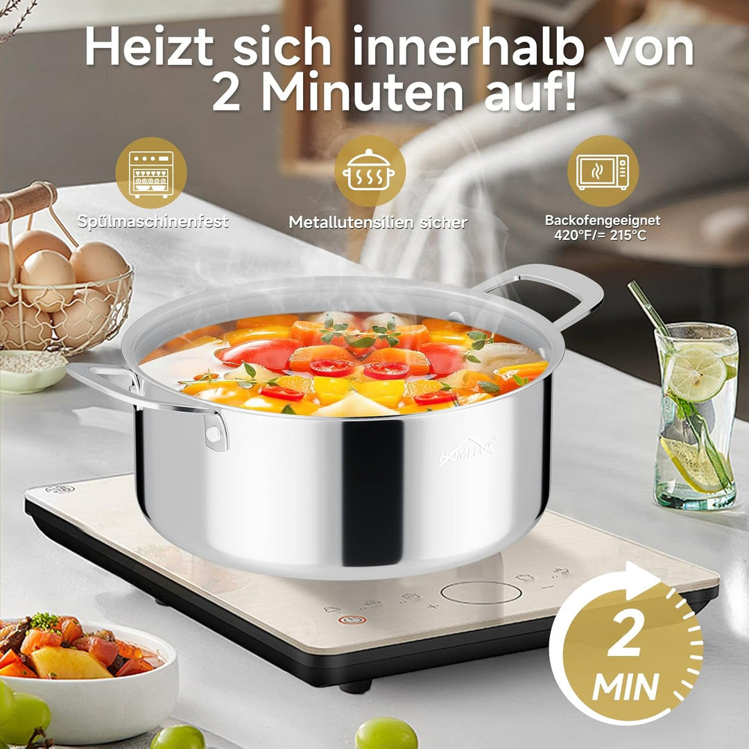 Töpfe Induktion 24cm 4L Topf Edelstahl Kochtopf,Töpfe mit Wabenstruktur Beschichtete,Kochtopf Indukt