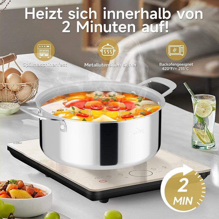 Töpfe Induktion 20cm 2,3L Topf Edelstahl Kochtopf,Töpfe mit Wabenstruktur Beschichtete,Kochtopf Indu