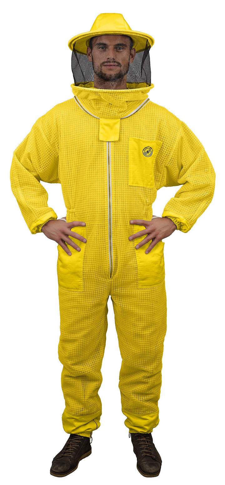 Humble Bee 420 Atmungsaktiver Imkeranzug mit Rundschleier, Gelb Gelb M, Gelb M