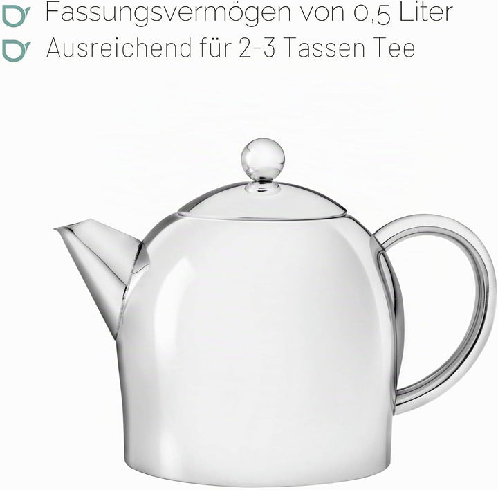 Bredemeijer Teekanne 0.5 L chromfarben doppelwandig Minuet Santhee A 1 - Pack, A 1 - Pack