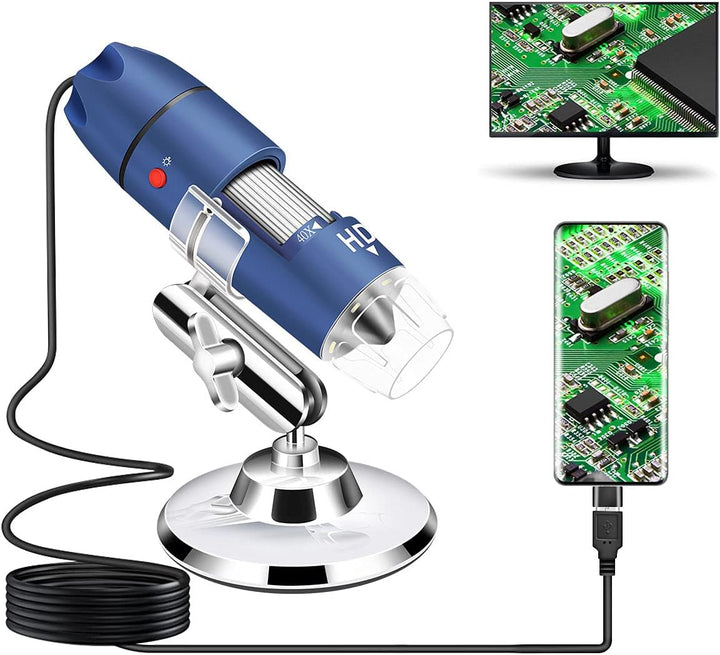 Jiusion 2K HD 2560x1440P USB Digitalmikroskop für Android Handy und Tablet Windows Mac Linux, 40X bi