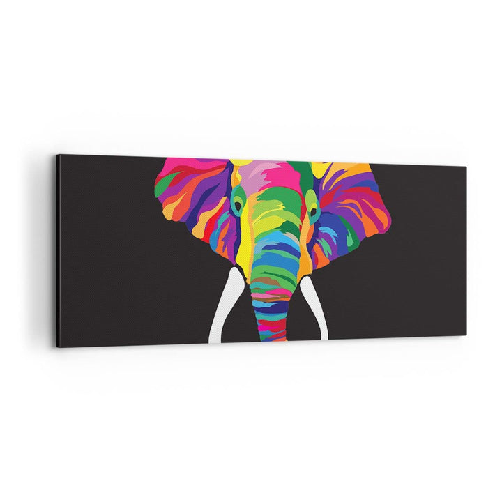 Panorama Bilder auf Leinwand 100x40cm Leinwandbild Elefant spass bunt tier Gross Wanddeko Bild Schla