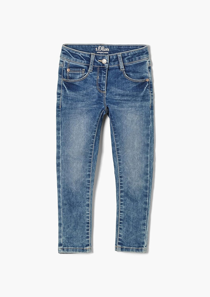 s.Oliver Mädchen Slim: Denim im Used-Look 110 Blau, 110 Blau