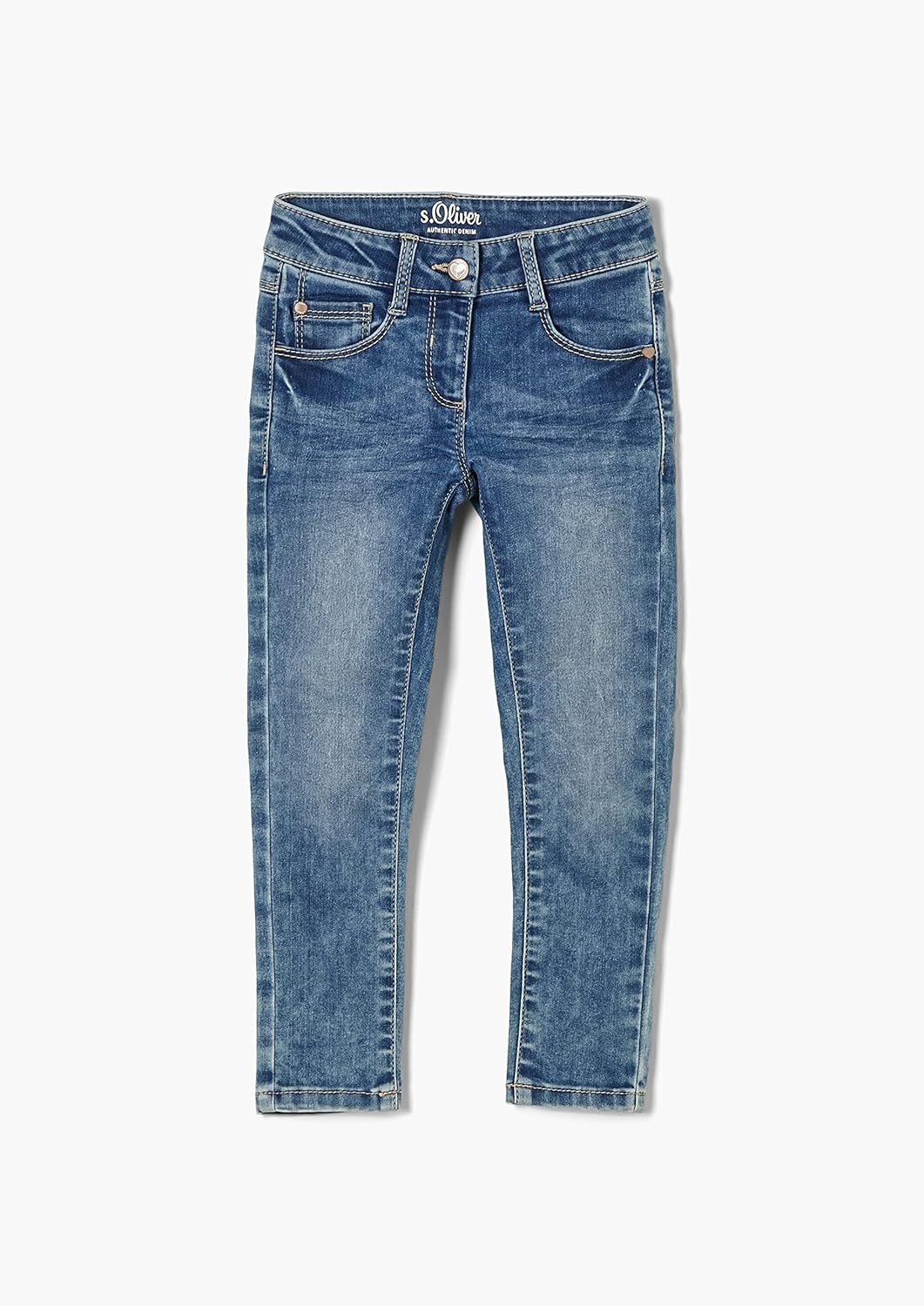s.Oliver Mädchen Slim: Denim im Used-Look 92 Slim Blau, 92 Slim Blau
