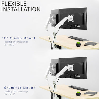 VIVO Articulating Dual 17 bis 27 Zoll pneumatischer Federarm Klemmhalterung für 2 Monitor-Bildschirm