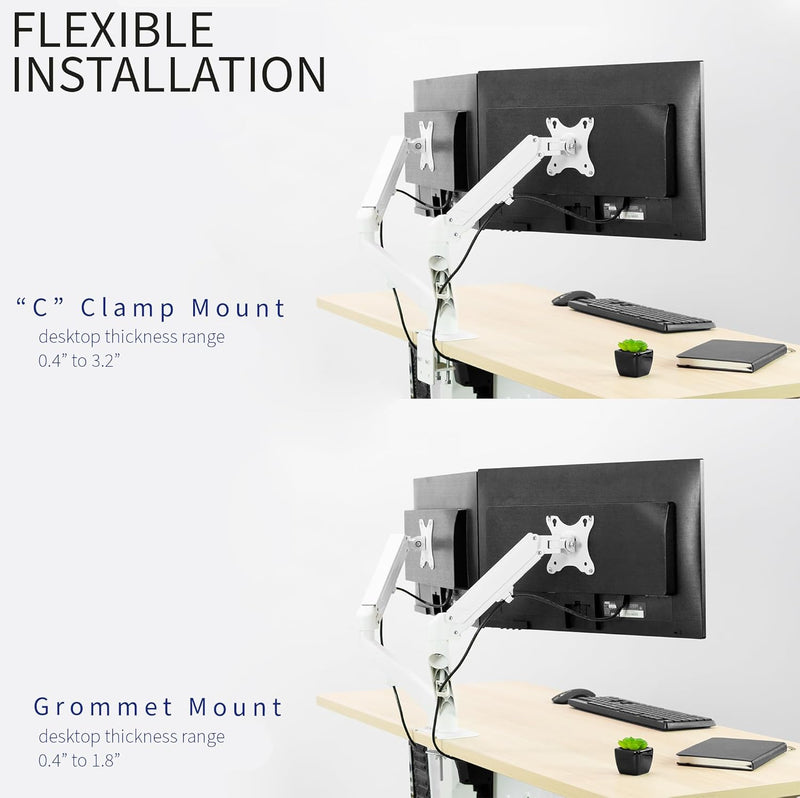 VIVO Articulating Dual 17 bis 27 Zoll pneumatischer Federarm Klemmhalterung für 2 Monitor-Bildschirm