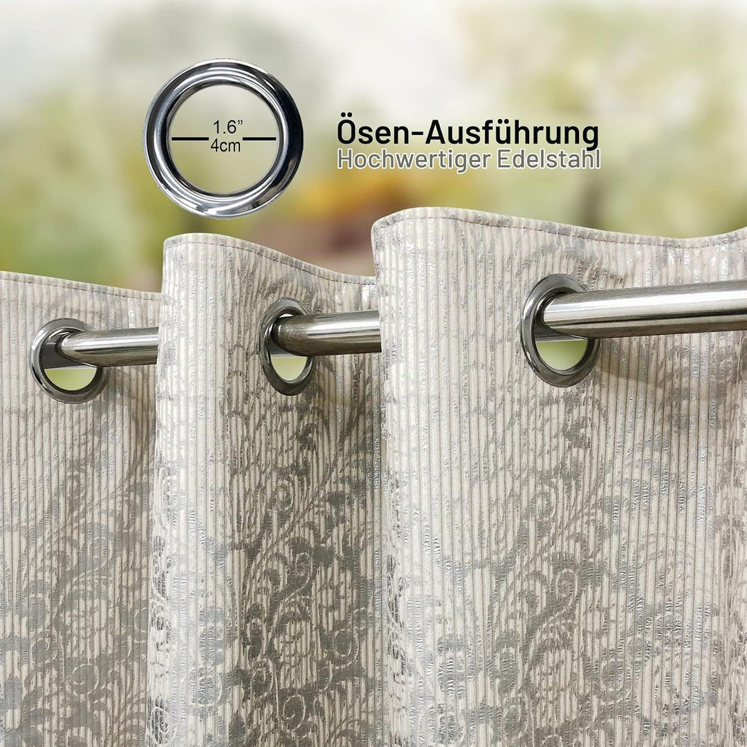 always4u 100% Blickdicht Vorhang Elegante Gardinen mit Sliber Muster Verdunkelung Schallschutz mit Ö