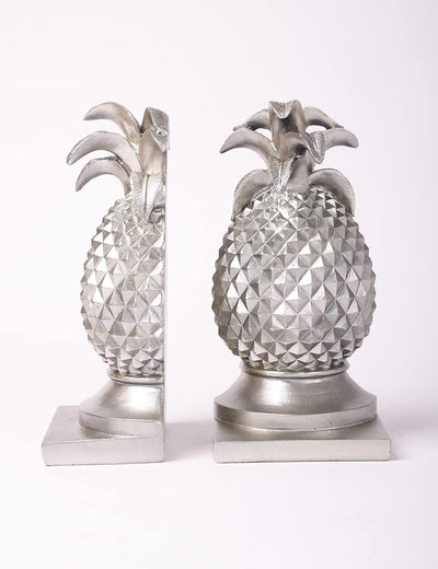 HAUCOZE Buchstützen Skulptur Ananas Dekor Tisch Statue Arts Polyresin Geschenk Silber Figuren 26cm,