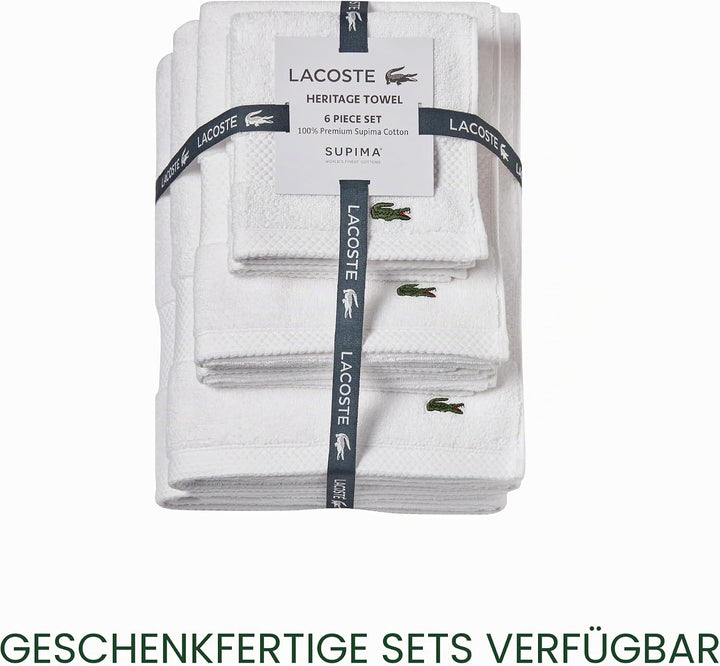 Lacoste Heritage Supima Badetuch, Baumwolle, 76,2 x 137,2 cm, Weiss Bath Towel 30x54 Weiss/Opulenter