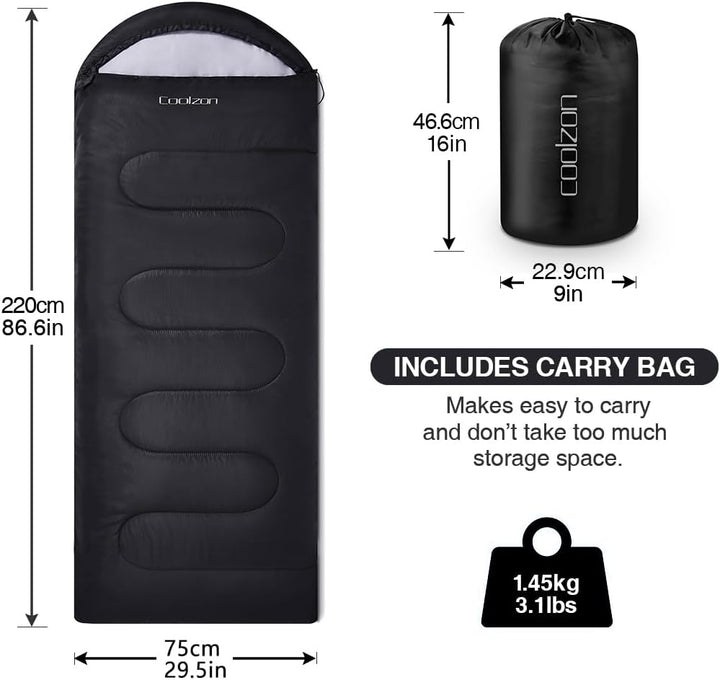 Coolzon Schlafsack für Erwachsene, für 3-4 Jahreszeiten, wasserdicht, Ultraleicht, für Kinder, Campi