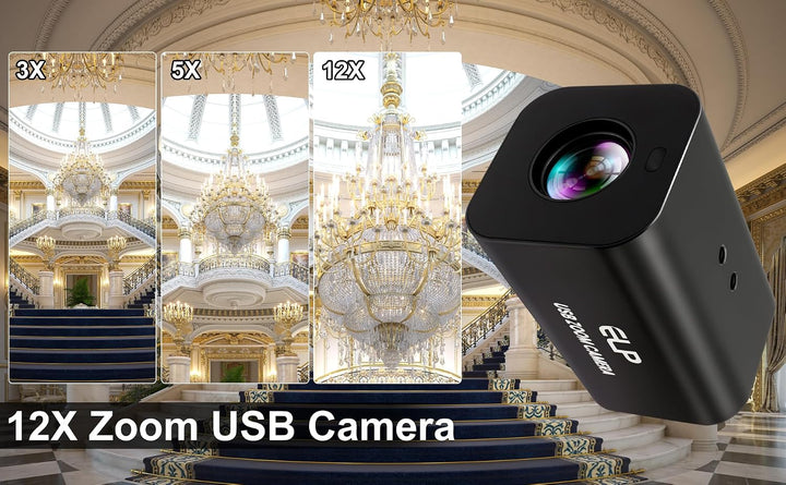 ELP HDMI 12x Zoom USB-Kamera 4K Autofokus 60FPS High-Speed-Webcam USB HDMI Simultane Ausgabe PC-Kame