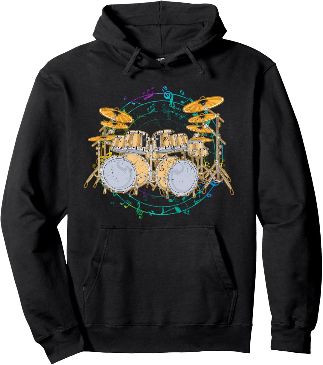Hobby Schlagzeuger Rock Musik Drummer Buntes Schlagzeug Pullover Hoodie