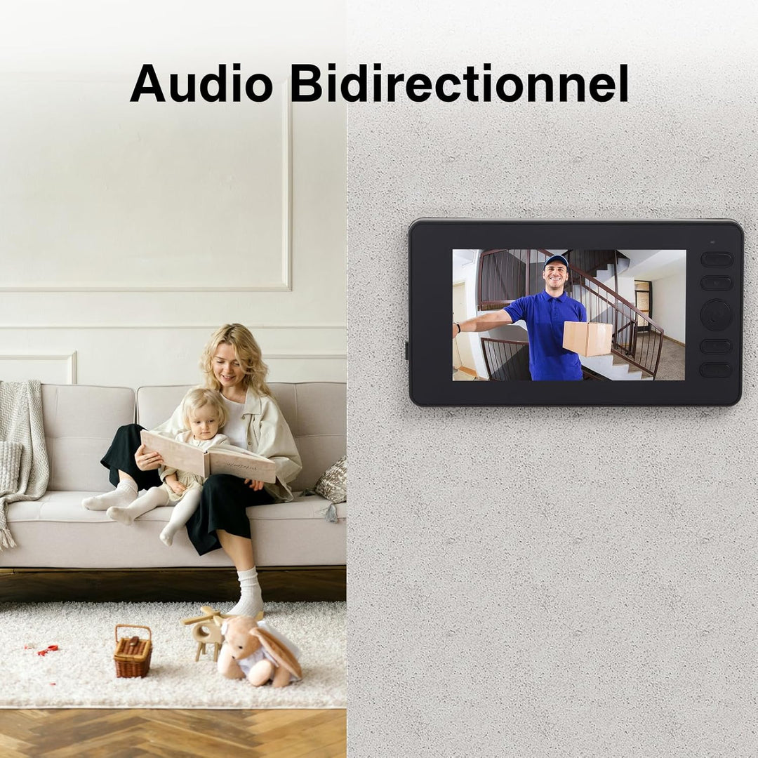 Kabellose Türklingel mit Kamera1080P Video,Kabellose Video Türklingel Kamera mit 4,3Zoll Bildschirm,