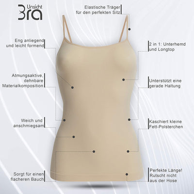 UnsichtBra 3er Pack Damen Shape Unterhemden | Spaghettiträger Basic Top Unterhemd | Mikrofaser Spagh
