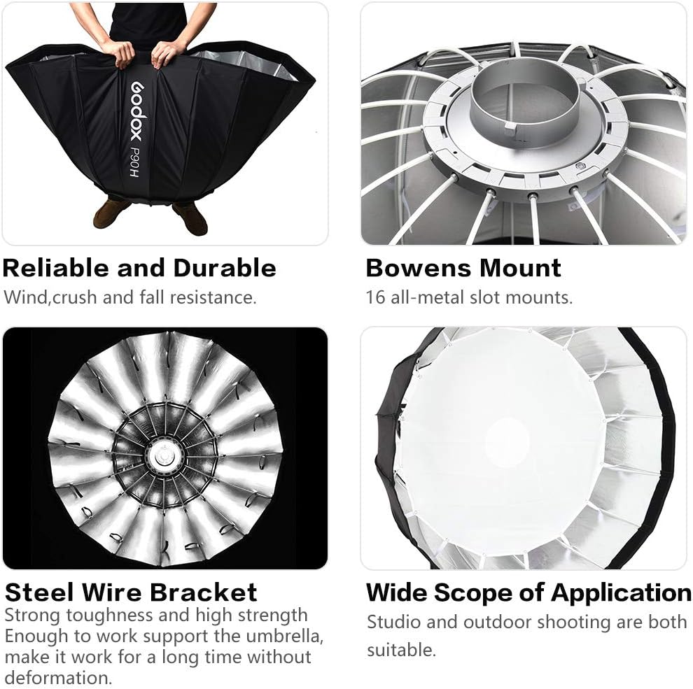 GODOX 90cm Deep Softbox P90L Bowens Mount für Studio Monolight Flash Light (P90L), P90L