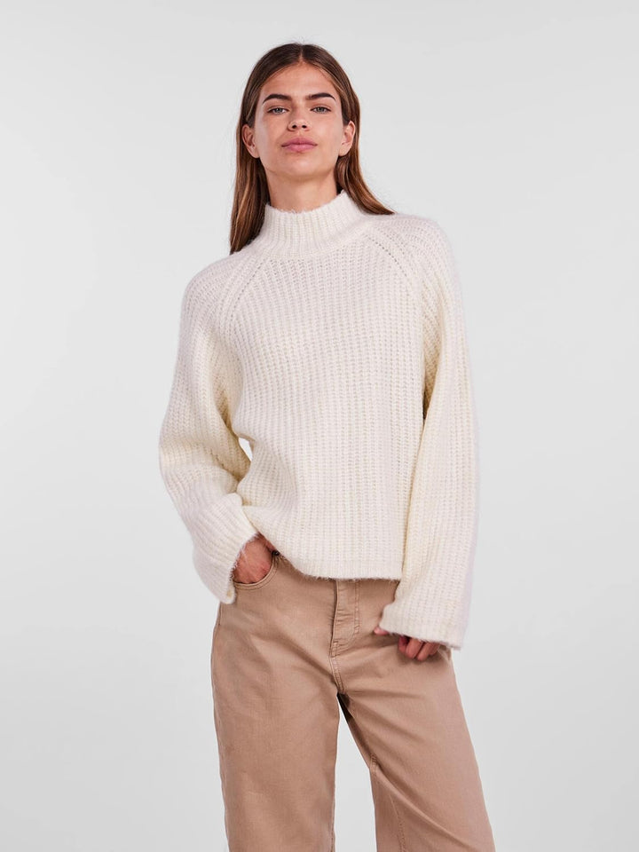 PIECES Long Sleeve high Neck Knit XS Cloud Dancer, XS Cloud Dancer