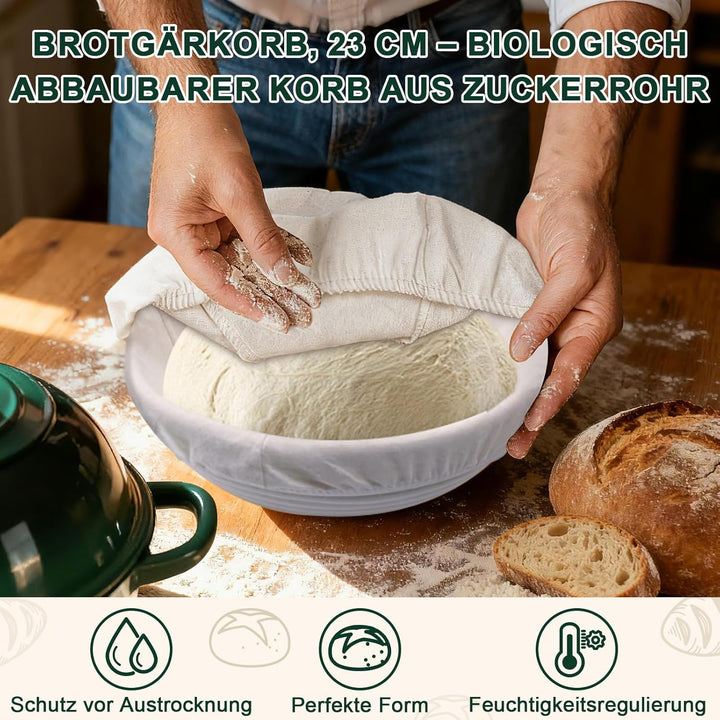 Gusseisen Topf Brot Backen,5,7L Bräter Emaille Schmortopf mit Deckel und Griffen,26 cm Dutch Oven,Br