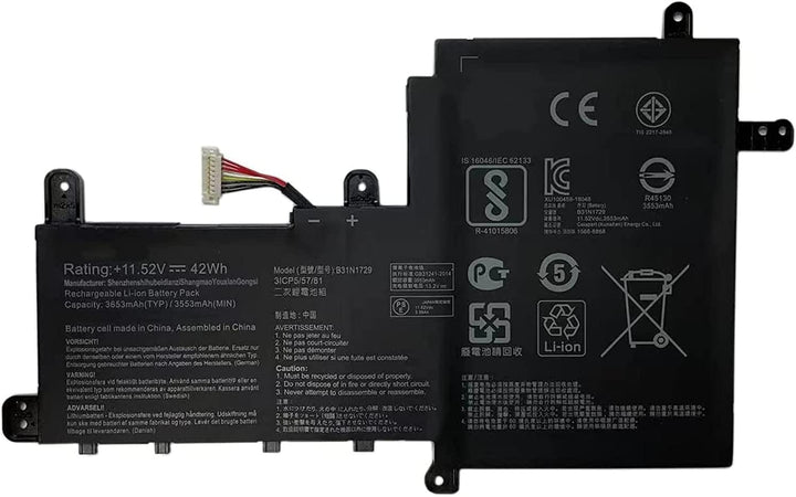 AKKEE 42Wh B31N1729 Replacement Laptop Akku für Asus VivoBook S15 S530 S530UA S530UN S530UN-BQ097T X