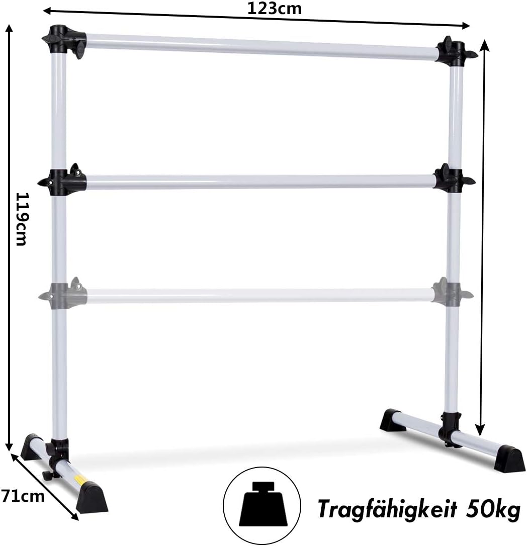 GOPLUS Ballettstange, Ballet-Bar, Stretchstange, höhenverstellbar, für Kinder und Erwachsene, 120 x