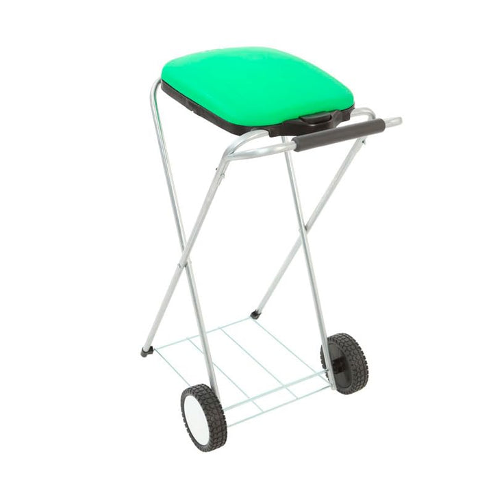 PROREGAL Klassischer Abfallsackständer mit Deckel und Rollen | HxBxT 83x44x56cm | Verzinkte Rohre |