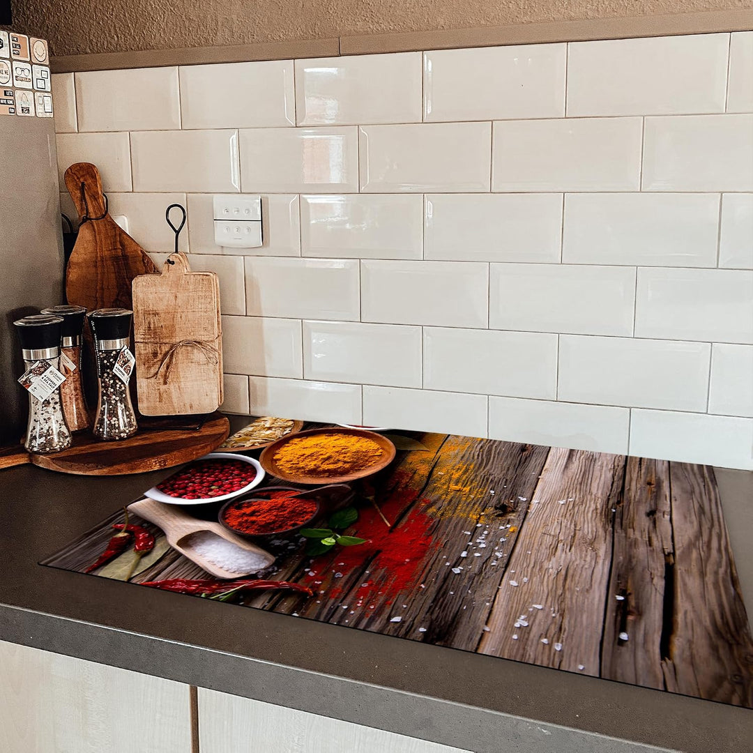 KitchenYeah© Herdabdeckplatte Einteilig Induktionsmatte Küche Abdeckung | 78x52 cm - Ceranfeld Herd