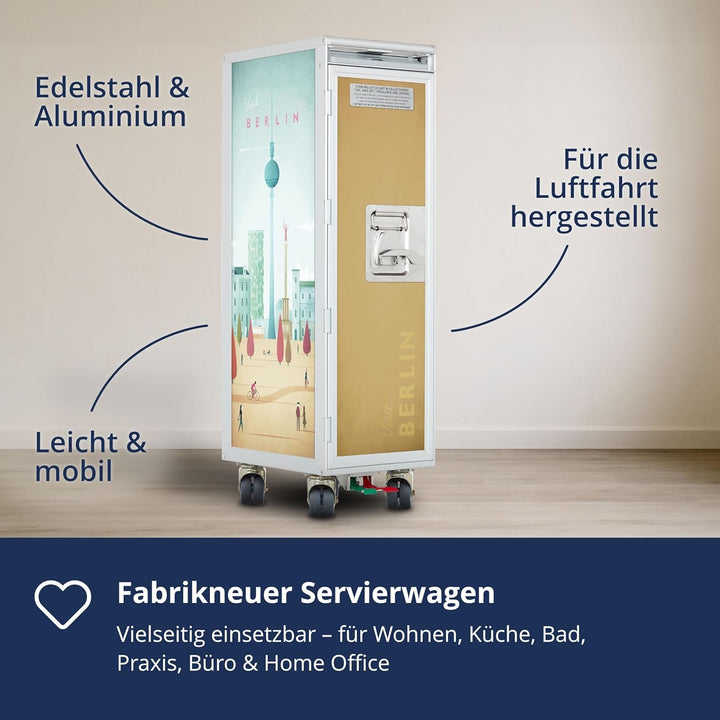 Airline Trolley Henry Rivers, Büroschrank, Aktenschrank klein, Küchenwagen Edelstahl, Norm: Atlas, 1