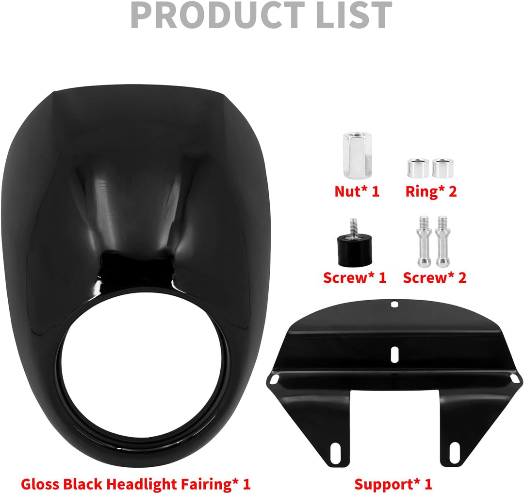 HDBUBALUS Scheinwerfer Verkleidung Maske Visier Abdeckung mit Halterung Fit für Harley Sportster Dyn