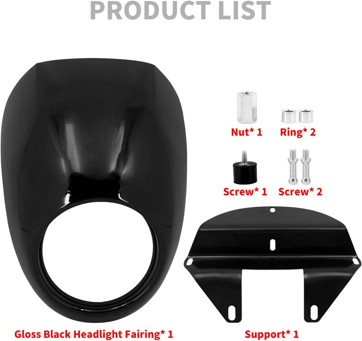 HDBUBALUS Scheinwerfer Verkleidung Maske Visier Abdeckung mit Halterung Fit für Harley Sportster Dyn