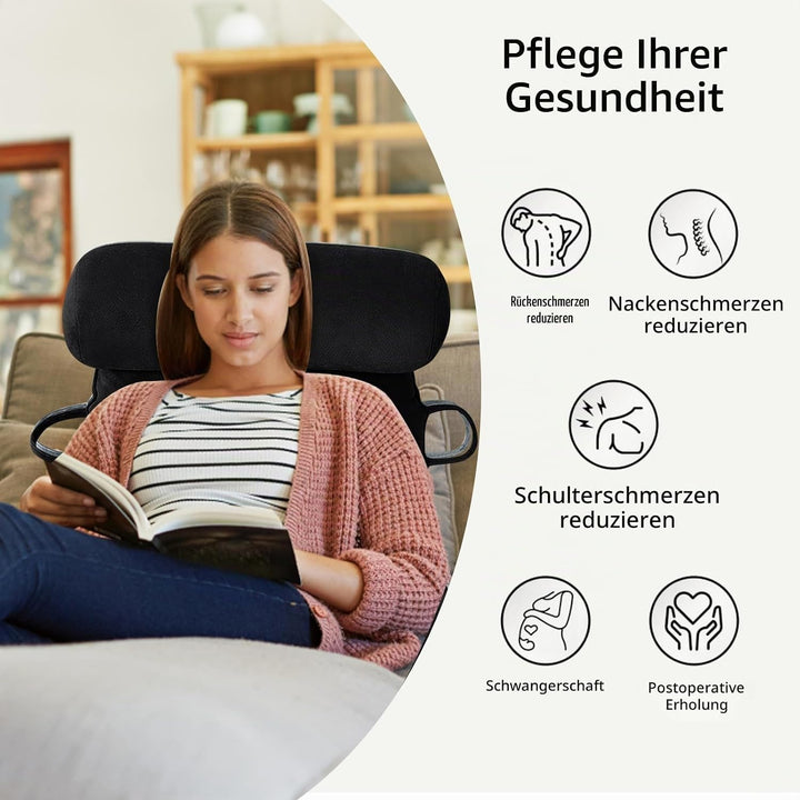 MINGPINHUIUS XL Lesekissen für Bett und Sofa mit Abnehmbarer Nackenrolle, Ideal Erwachsenen Rückenki