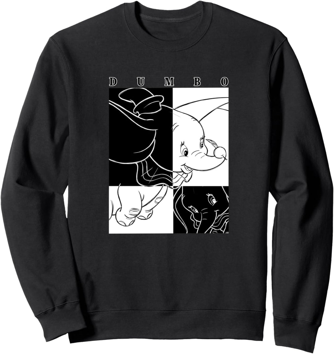 Disney Dumbo Contrast Black And White Line Art Poster Sweatshirt