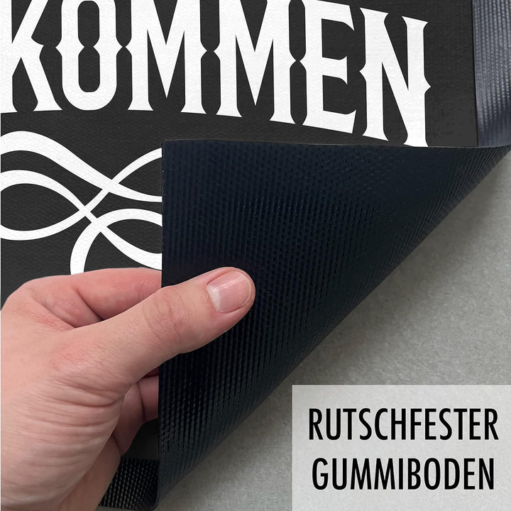 Trendation - Willkommen - Spass Fussmatte Mit Spruch Geschenk Lustig Innen und Aussenbereich 60x40 c