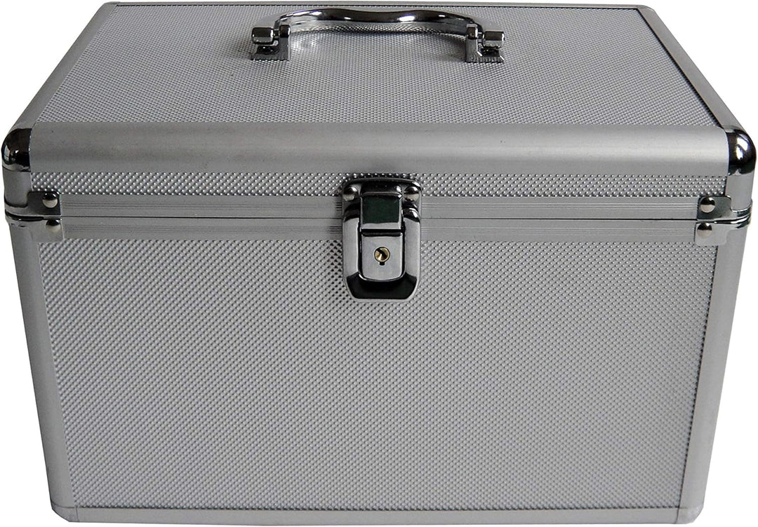 MediaRange Archivierungskoffer für 200 Discs, Aluminium-Optik, mit Einhängetaschen, silber, 18cm Sin