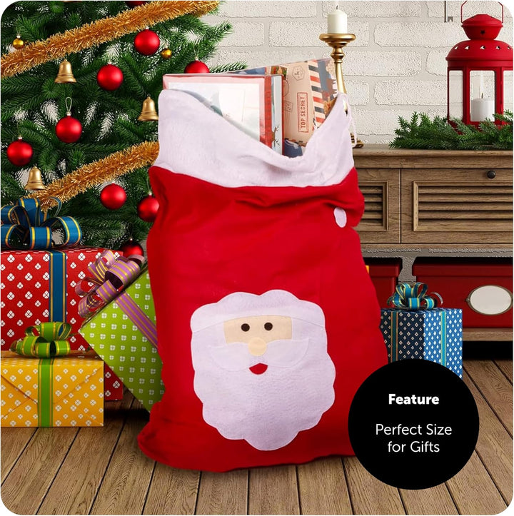 I LOVE FANCY DRESS LTD Weihnachtssack mit Weihnachtsmanngesicht, gross, 90 cm, Rot, 2 Stück