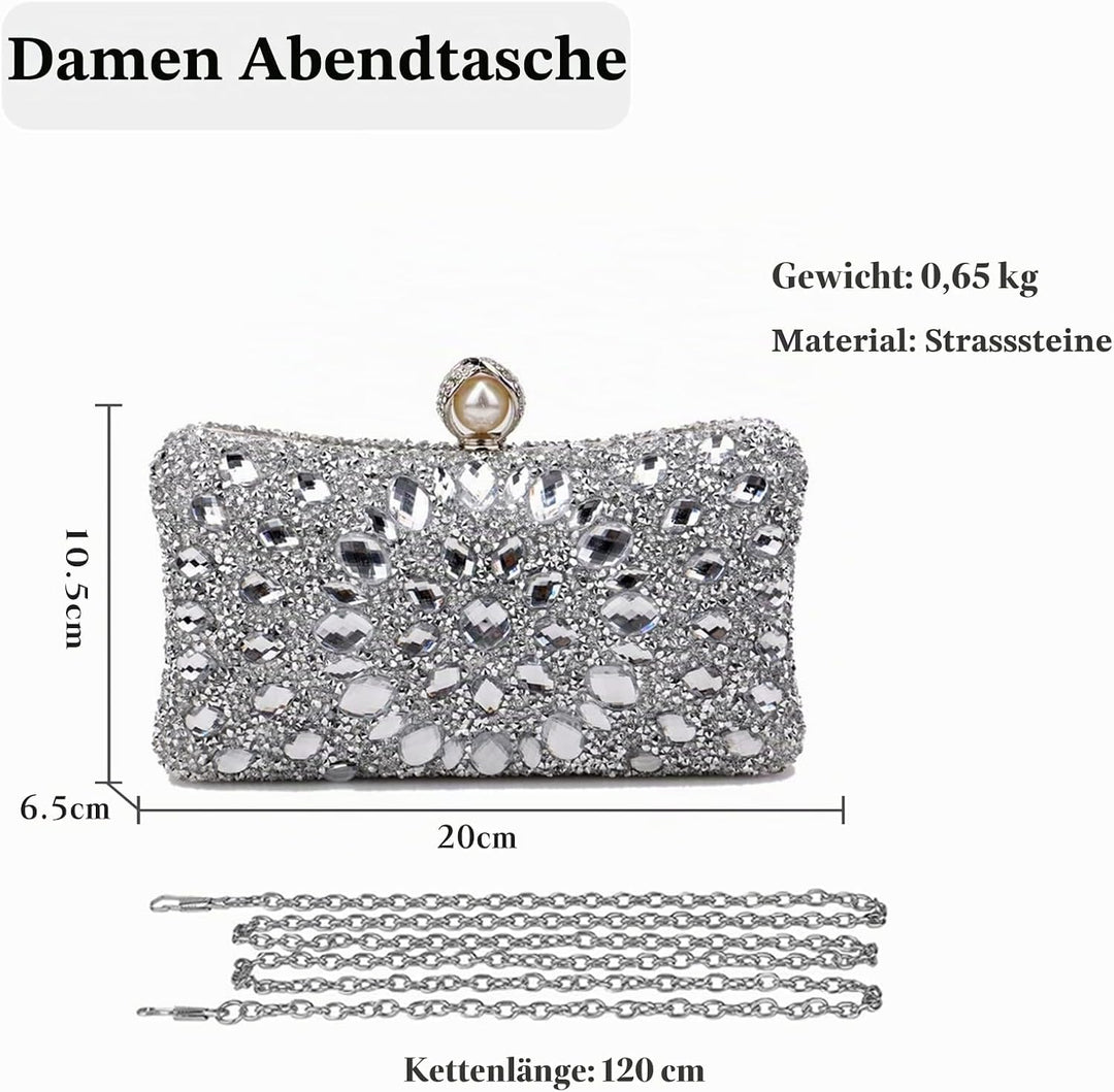 CORIOS Strass Clutch für Damen Shiny Abendtasche Diamant Clutch Tasche Kette Schultertasche Elegante