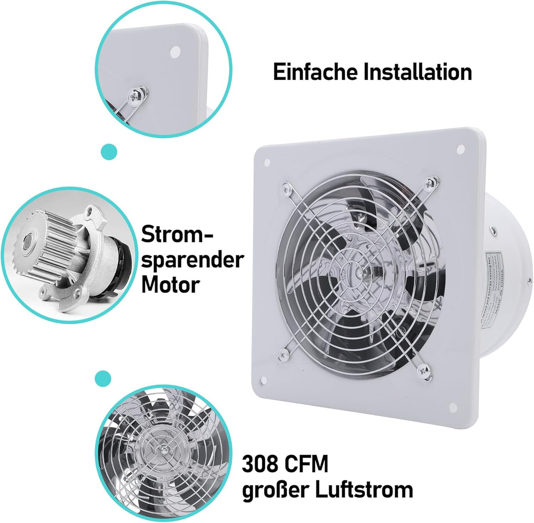 Abluftventilator mit Schalter, Leiser, Am Fenster Montierter Lüftungsventilator mit 3 Löchern für Kü