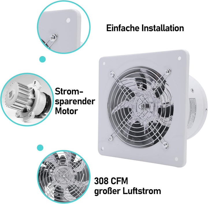 Abluftventilator mit Schalter, Leiser, Am Fenster Montierter Lüftungsventilator mit 3 Löchern für Kü