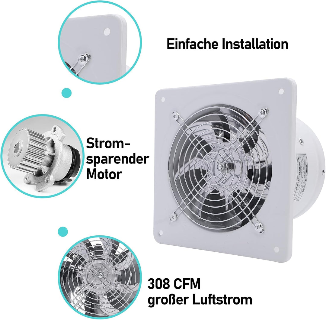 Abluftventilator mit Schalter, Leiser, Am Fenster Montierter Lüftungsventilator mit 3 Löchern für Kü