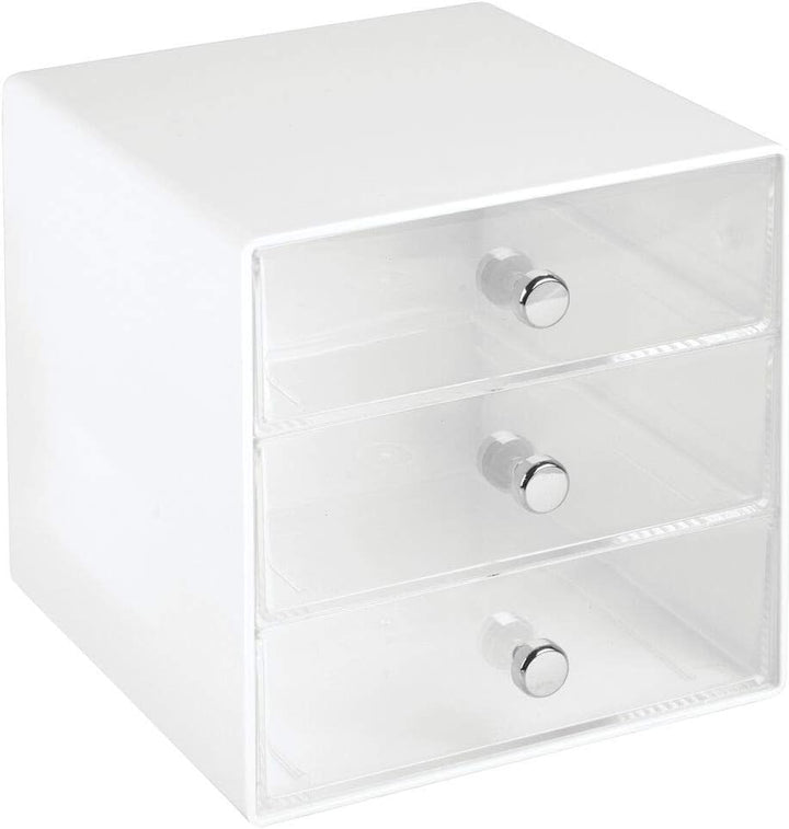 mDesign Schubladenbox aus robustem Kunststoff – praktischer Kosmetik Organizer mit drei Schubladen –