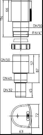 HL903 Rohrbelüfter DN50 903, Metall, Poliert