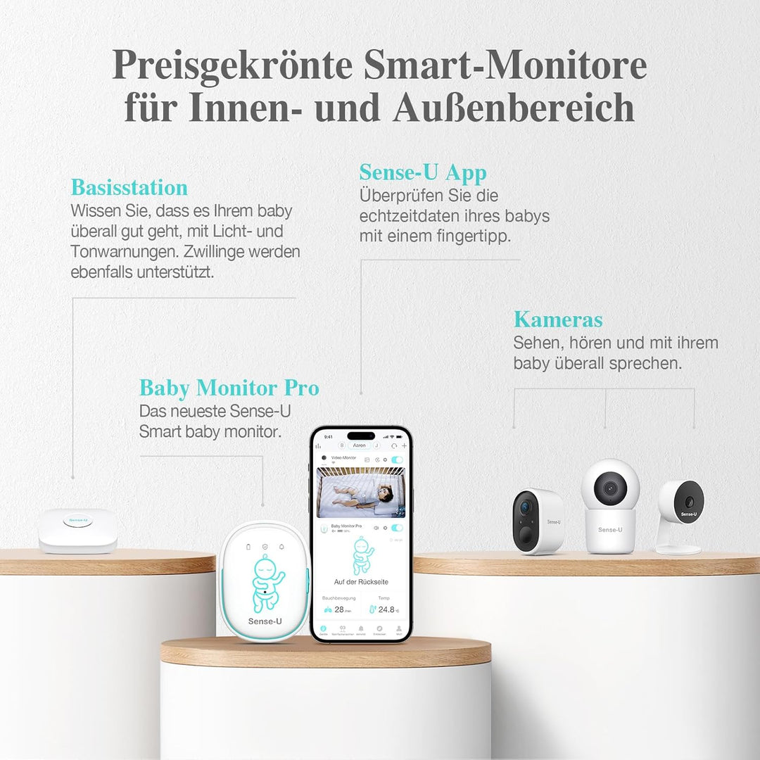 Sense-U Pro Smart Babyphone, Bewegungsmonitor, verbindet Sich direkt mit Ihrem Smartphone und verfol