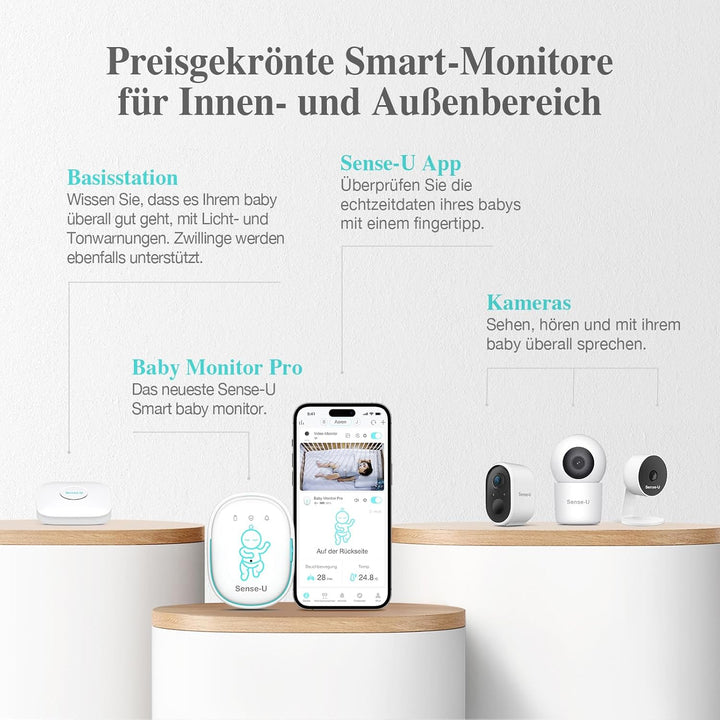 Sense-U Pro Smart Babyphone, Bewegungsmonitor, verbindet Sich direkt mit Ihrem Smartphone und verfol